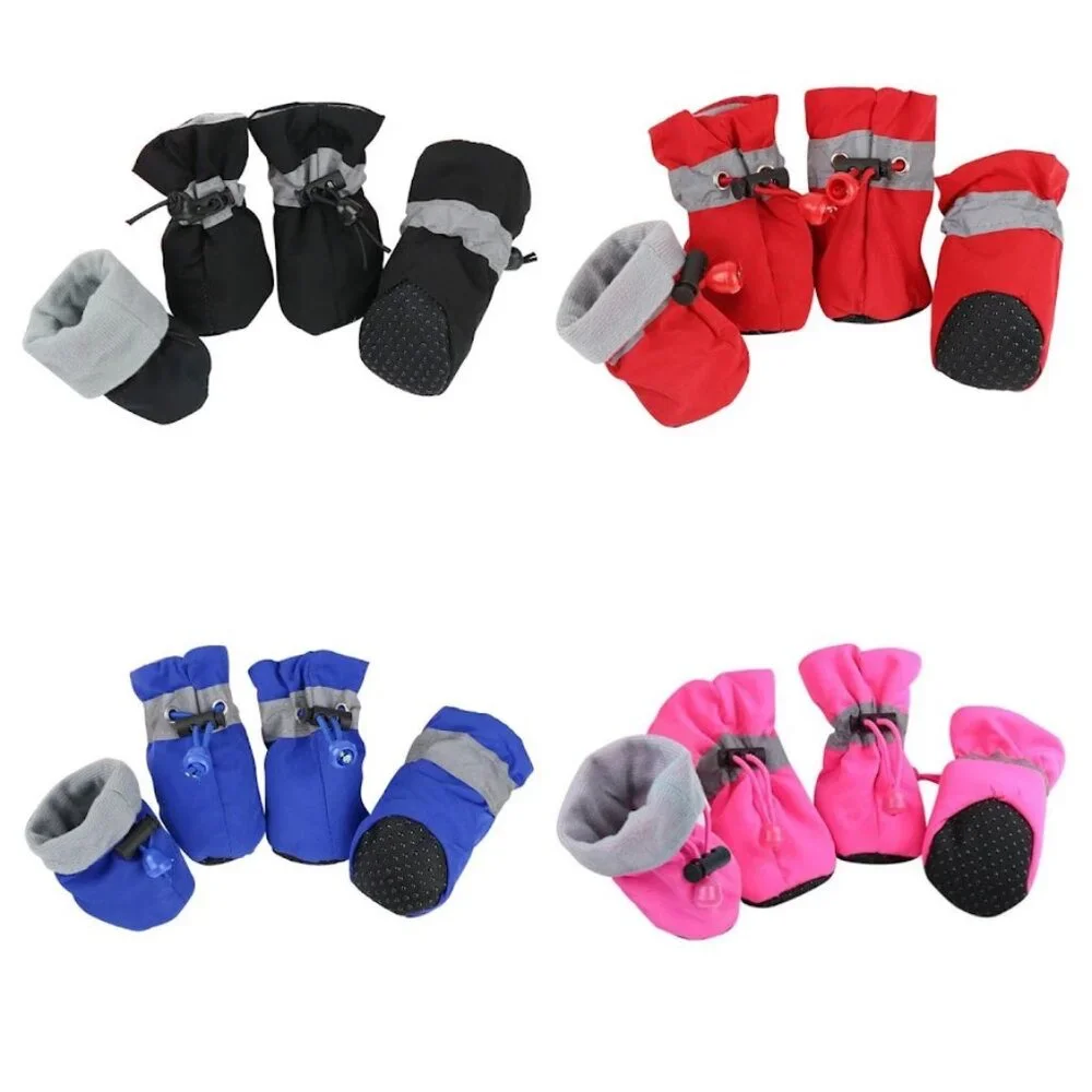 RED 4PCS/Set SIZE 5 Waterproof Pet Dog/Cat Shoes Anti-slip Rain/Snow‎ Boots